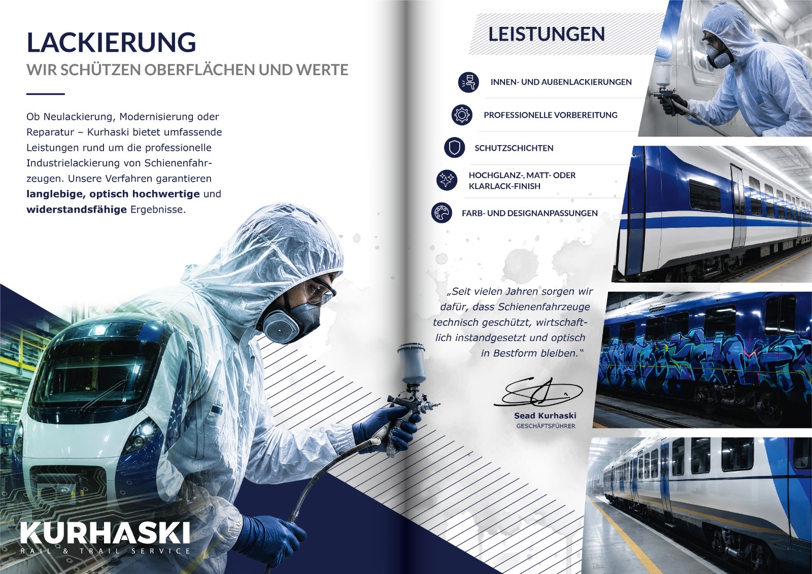 Professionelle Lackierung eines Schienenfahrzeugs